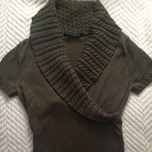 Faux wrap sweater with folded collar